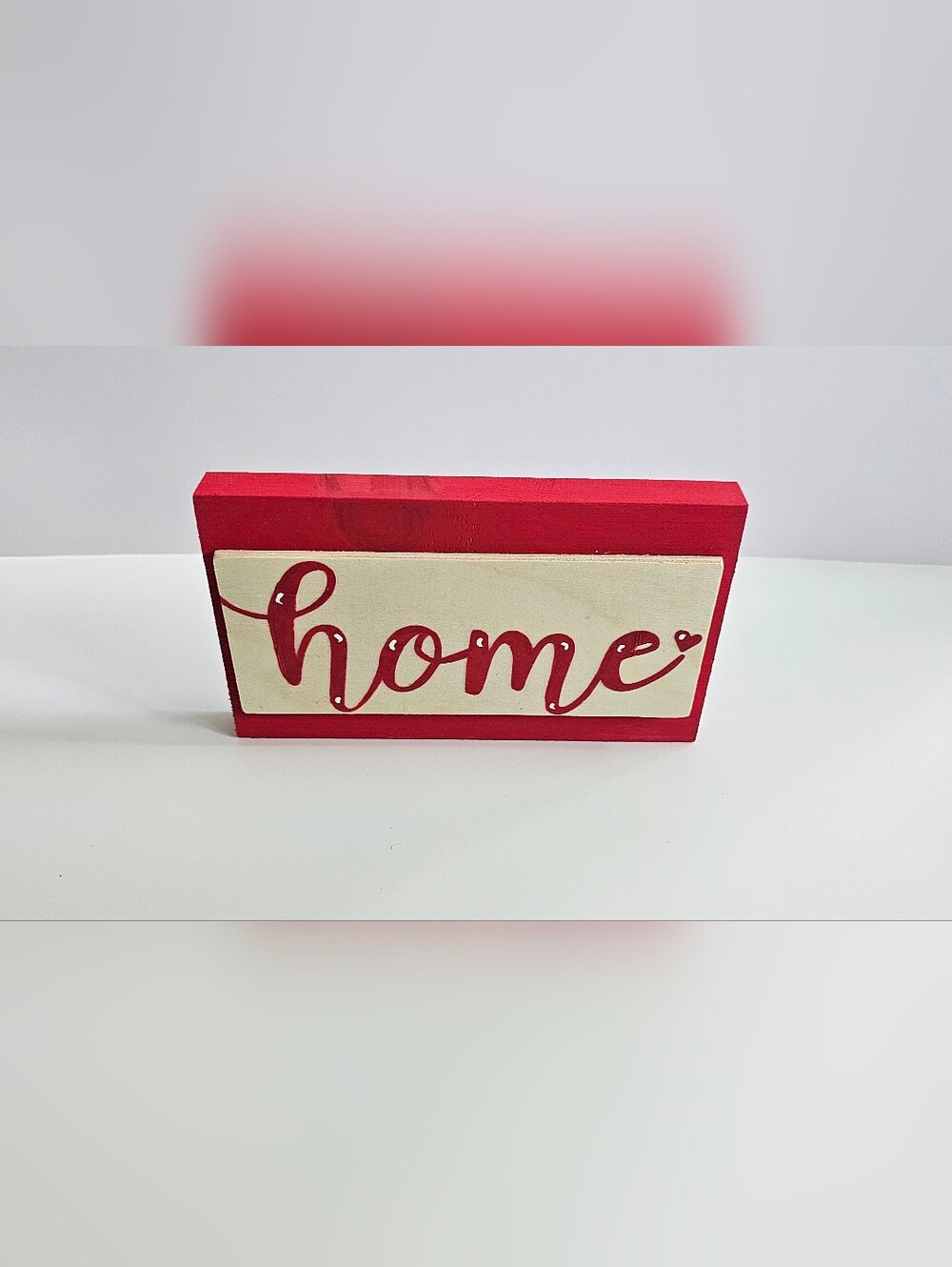 Wood Home Sign Red Lettering - Picture 4 of 6